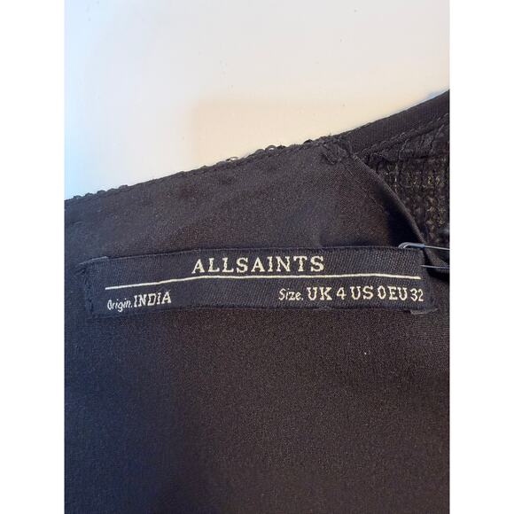 AllSaints Cassis One-Shoulder Sequin Cocktail Dress Black Size 0 NWT - Picture 10 of 11